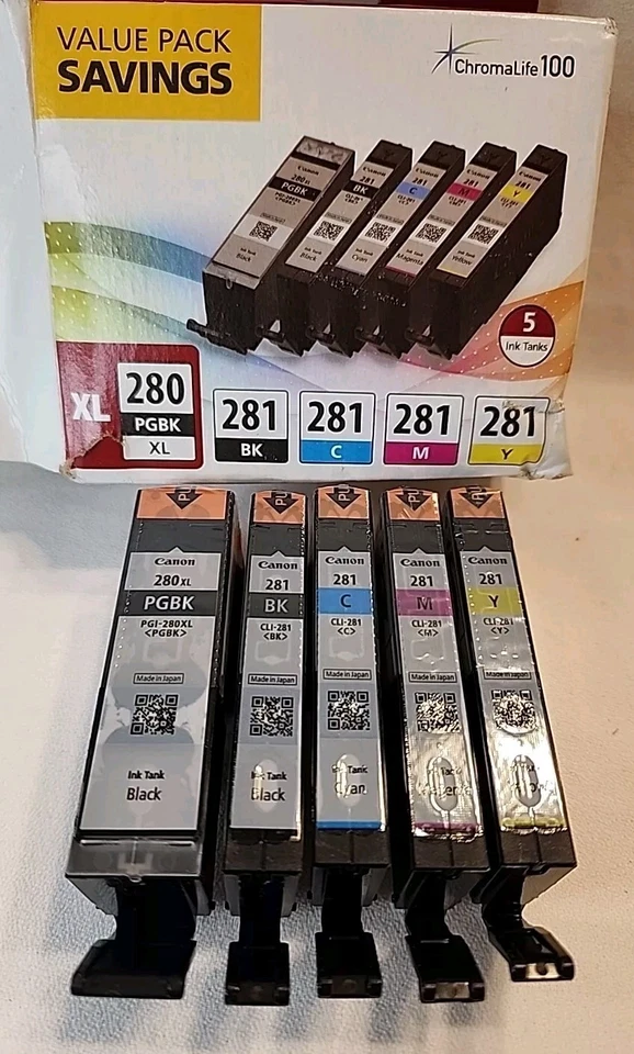 NEW GENUINE - CANON 280XL 281 FULL COMBO Ink Cartridges - 2021C007 Sealed Bags - Image 1 of 1