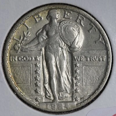 1924 Standing Liberty Silver Quarter AU E266 DJEF - Image 1 of 2