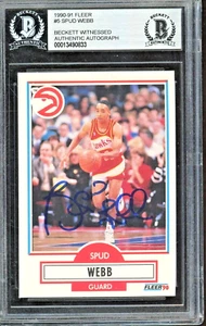 1990 SPUD WEBB Fleer Basketball Beckett Autograph - Picture 1 of 2