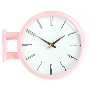 Modern Art Design Double Sided Wall Clock Station Silent Clock Decor White A7PK - Picture 1 of 9
