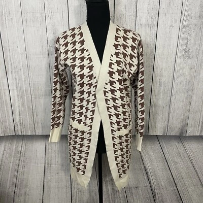 Willow & Wand Women's Small Soft Houndstooth Open Front Cardigan Sweater NWT Foto 1 de 4