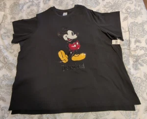 Disney Parks Women's 2X Sequin Black Mickey Mouse Magic Kingdom Oversized Shirt - Picture 1 of 9