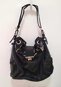 Jimmy Choo Black Leather Embossed Ramona Bucket Tote Leather Bag - Picture 1 of 12