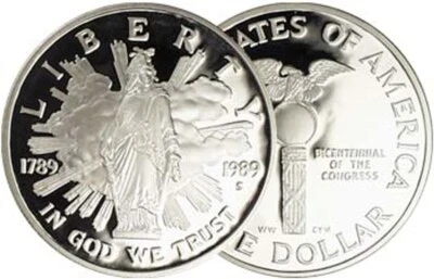 1989 S CONGRESS BICENTENNIAL $1 PROOF Sealed In Government Plastic Holder - Image 1 of 2