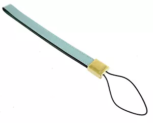 Authentic GUCCI Silver Blue Leather 6" Wristlet Lanyard Keychain Toggle Italy - Picture 1 of 3