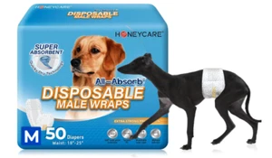 50 Pack Waist Disposable Dog Diapers Male Wraps Belly Bands Pet Soft All Sizes - Picture 1 of 27