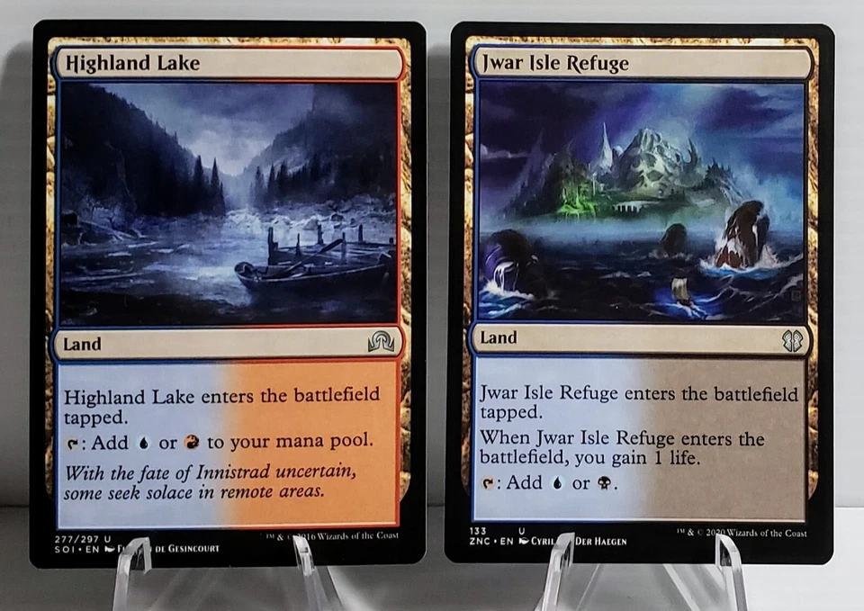MTG Magic the Gathering x 1 Jwar Isle Refuge  x 1 Highland Lake LP - Image 1 of 1