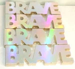 Lot of 4 BRAVE Cutout Home Tabletop Sign Decor Craft Supply DIY Gold Iridescent - Picture 1 of 12