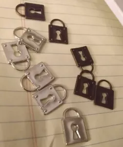 10 Lock Charms 5- Silver tone 5- Bronze Tone Keyhole Pendants Crafts - Picture 1 of 9