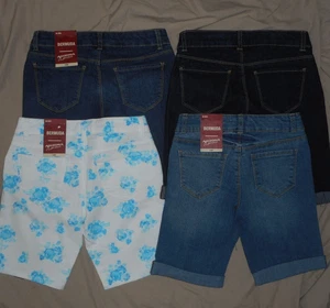 lot 4 Girls sz 10 reg Arizona bermuda shorts ADJUSTABLE WAIST white blue floral - Picture 1 of 7