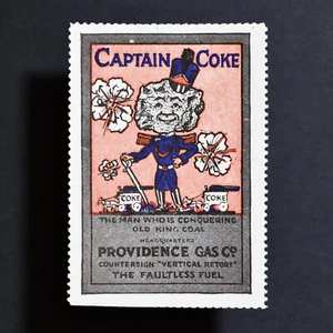 Poster Stamp * USA * 1915 Providence Gas Company Captain Coke Coal Rhode Island - Picture 1 of 2