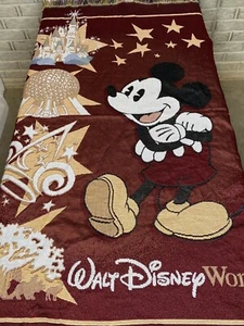 Mickey Mouse Walt Disney World Blanket Throw Tapestry Vintage 58x47 - Picture 1 of 3