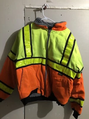 Safety Line Neon Insulated Safety Bomber Reflective Winter Jacket Warm Coat XL - Image 1 of 4