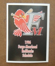1996 Fargo-Moorhead RedHawks Baseball Pocket Schedule 1st Season 