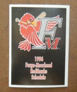 1996 Fargo-Moorhead RedHawks Baseball Pocket Schedule 1st Season - Picture 1 of 2