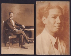 Philippines FILIPINO MEN Real Photo 2 RPPC Vintage Postcards G40 - Picture 1 of 3