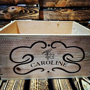 CAROLINE -  French Wooden Wine Box Crate  -  Vintage Shabby Chic Storage GIFT *