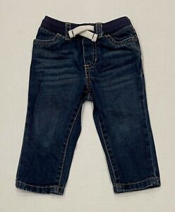 Carter's Baby Boys Elastic Waist Pull On Denim Jeans, Dark Blue, 12 Months