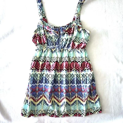 BONGO Tank Large 90s Y2K Babydoll Empire Waist Aztec Southwestern 80s - Image 1 of 4