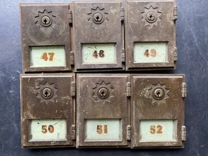 6 Vtg 1961 American Brass Post Office Box Fronts Glass Plate Numbers 47 Thru 52 - Picture 1 of 6