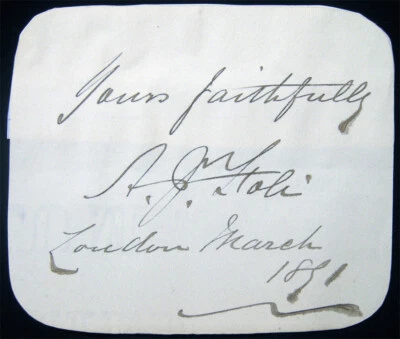 1891 AUTOGRAPH IRISH OPERA BASS SINGER ALLAN JAMES FOLI FOLEY 1835 - 1899 - Image 1 of 2