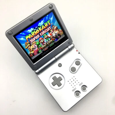 Silver MARIO 10 Level Backlit V2 IPS LCD Panel GameBoy Advance SP GBA SP Console - Image 1 of 4
