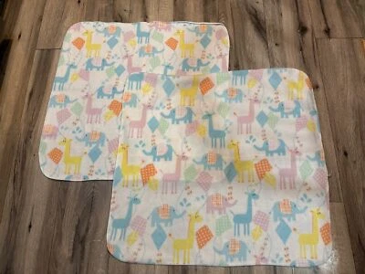 Baby Animal Print Fleece Baby Blankets Set Of 2 Nursery Decor 26" X 28" & 27" X  - Image 1 of 4