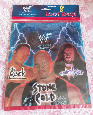 WWF World Wrestling Federation 8 Loot Bags 1999 Rock Austin Undertaker Sealed Cover