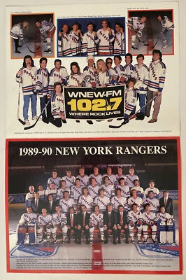 1990 New York Rangers Official Team Photo Foldout 7 x 11 - Image 1 of 3