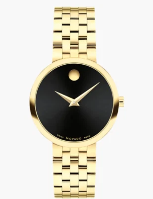 Reloj para mujer Movado Museum clásico de cuarzo tono oro amarillo/esfera negra 0607847 Foto 1 de 4