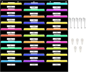 Hanging File Holder Organizer Rack, 30 Pocket File Folder Black, Wall Mount, Fol - Picture 1 of 12