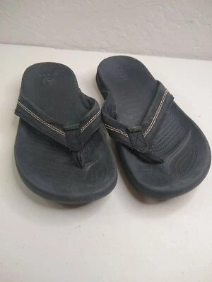 Crocs Flip Flops Black leather size M 7 W 9 - Image 1 of 4
