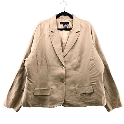Blazer Ashley Stewart Mezcla de Lino Mujer 22W Beige 2 Botones Carrera Informal Foto 1 de 4