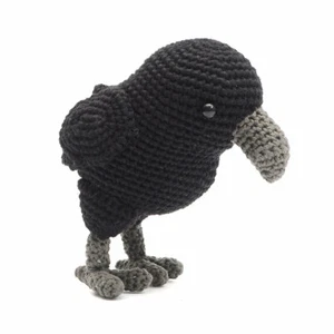 Black Crow Bird Crochet Doll Handmade Amigurumi Plush Toy VAC - Picture 1 of 4