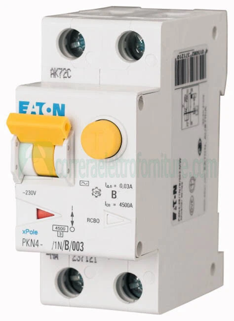 Eaton 237131 interruttore magnetotermico differenziale classe AC 1P+N 25A-0.03A  - Immagine 1 di 1