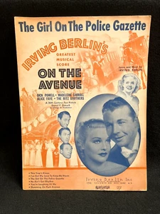 The Girl On The Police Gazette Sheet Music 1937 Irving Berlin On The Avenue Film - Picture 1 of 5