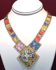 Lenora Dame Necklace "Children's Museum" - Decoupage Squares on Filigree Now $50