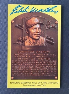EDDIE MATHEWS signed gold HOF postcard | Milwaukee Braves - autograph - Picture 1 of 1