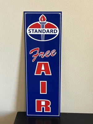 Standard Free Air Metal  Gasoline Gas sign Pump Oil Gasoline Orange WOW!!! - Image 1 of 2
