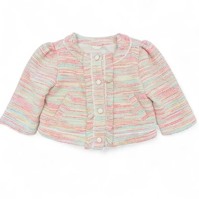Janie & Jack Easter Bouquet Boucle Tweed Blazer Girls 6 Pastel Rainbow Cluelesss - Image 1 of 4