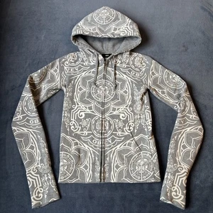 Vtg Obey Propaganda Hoodie Ladies Medium Shepard Fairey Floral Graffiti AOP - Picture 1 of 9