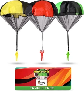 NUTTY TOYS Fallschirm Spielzeug für Kinder - Verwicklungsfrei Outdoor Fliegender Fallschirm...  - Bild 1 von 7