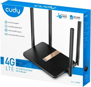 Cudy AC1200 Unlocked 4G LTE Modem Router with SIM Card Slot 1200Mbps LT500D - Afbeelding 1 van 8
