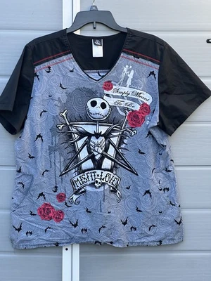 Blusa Médica Disney Pesadilla Antes de Navidad Misfit Love XL para Mujer Halloween Foto 1 de 4
