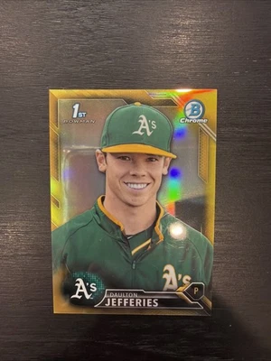 2016 Bowman Draft Chrome Daulton Jefferies Gold Refractor RC 28/50 A’s - Image 1 of 2
