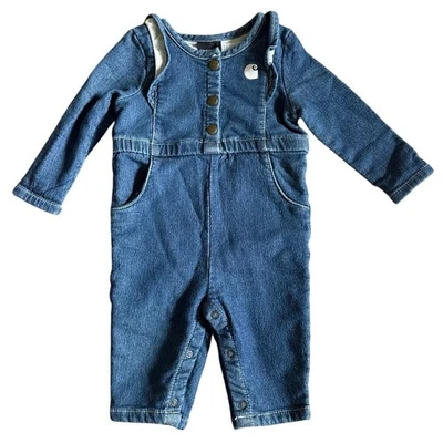 Niñas Infante Carhartt Manga Larga Pierna a Presión Denim Mono Volantes Talla 6 Meses Foto 1 de 4