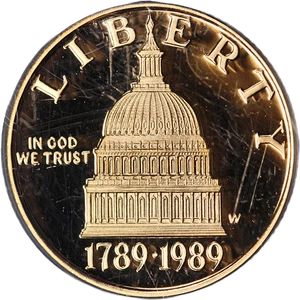 1989-W Congress Commemorative Gold $5 PCGS PR70 DCAM - STOCK - Picture 1 of 4