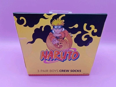 NARUTO Boys' Crew Socks 3 Pairs , Size 7-9  Anime 🥡 Takeout Box 🥡 NEW sealed - Image 1 of 4