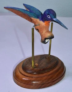 Colibrí y burro intercambiable fantasía talla en madera 2016 firmado E. Boggs - Imagen 1 de 7