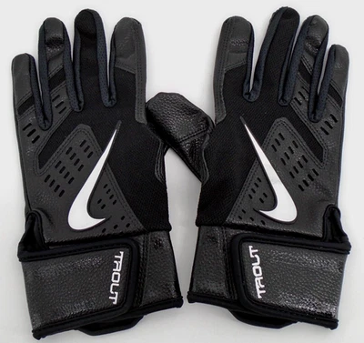 Nike Mike Trout Force Edge Batting Gloves 2.0 Youth Medium Black/Chrome - Image 1 of 4